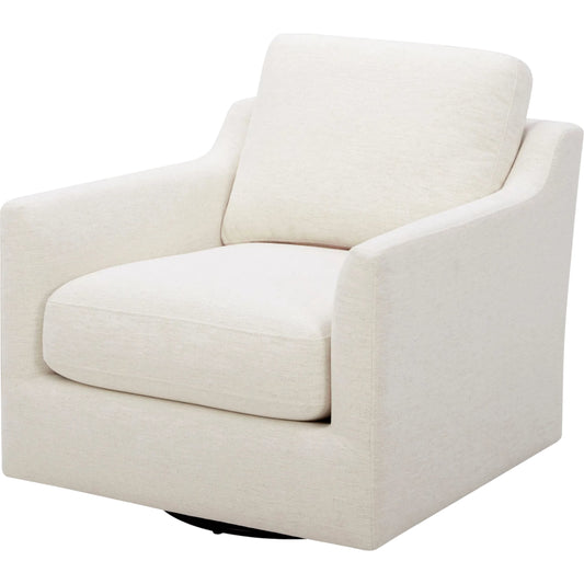 Pismo Swivel Chair by Becki Owens x Surya in off-white. Made from polyester, linen, plywood, foam in a unique style.