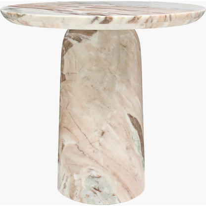 Portola End Table by Becki Owens x Surya in beige. Made from marble in a modern style.