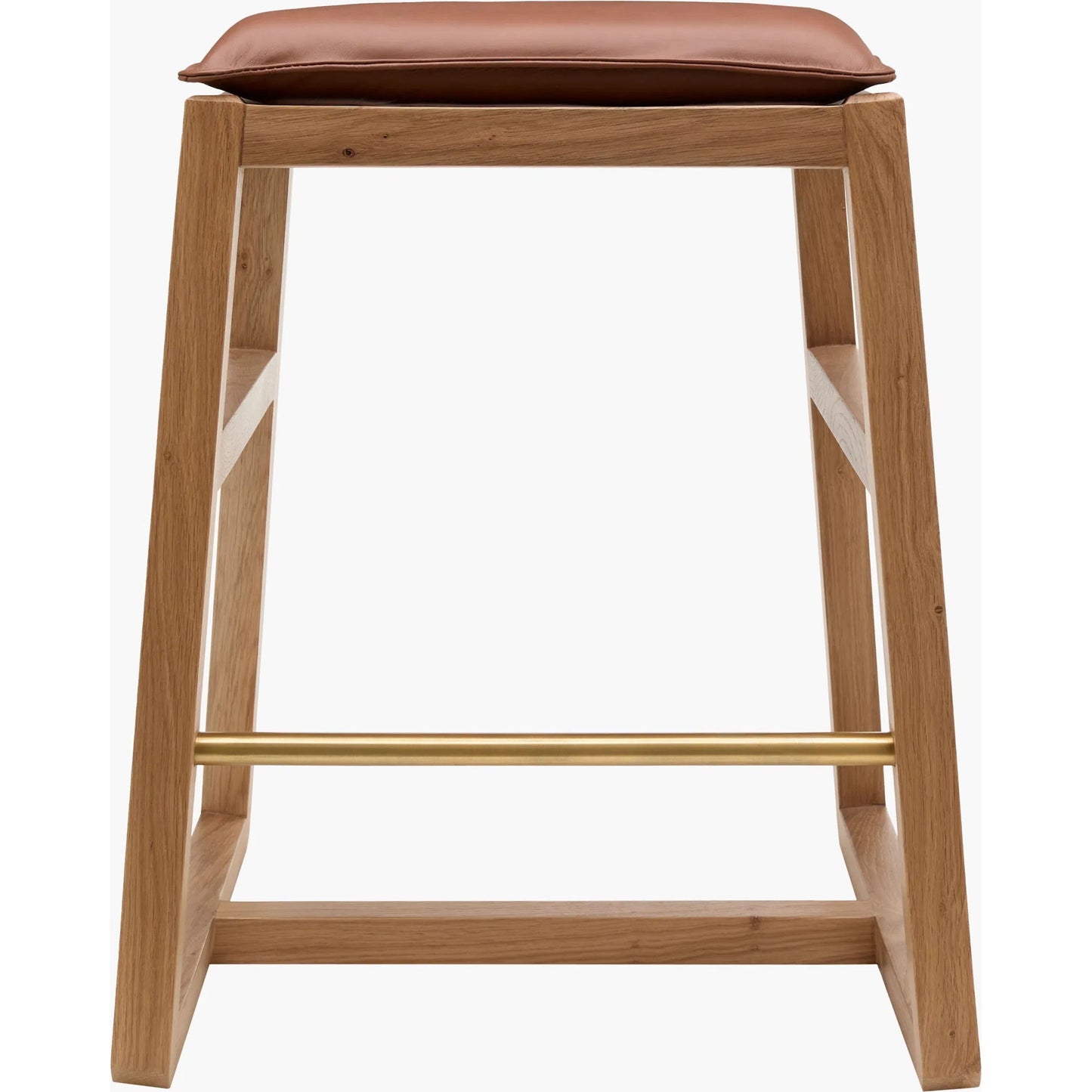 002 SI-2379496 | Additional Silo | Richie Counter Stool by Becki Owens x Surya in brown, brass. Made from leather, oak, iron in a unique style.