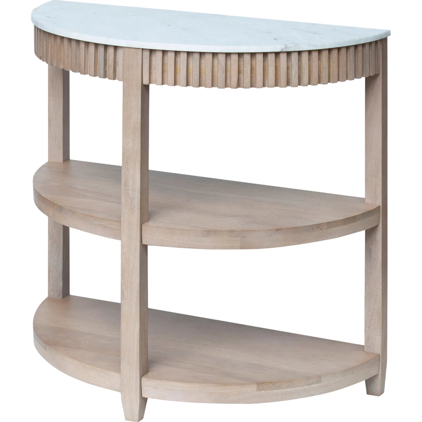 001 SI-2349630 | Primary Silo | Rosemary Console Table by Becki Owens x Livabliss in top: white; base: clear and natural, washed, lacquered. Made from marble, mango wood in a transitional style.