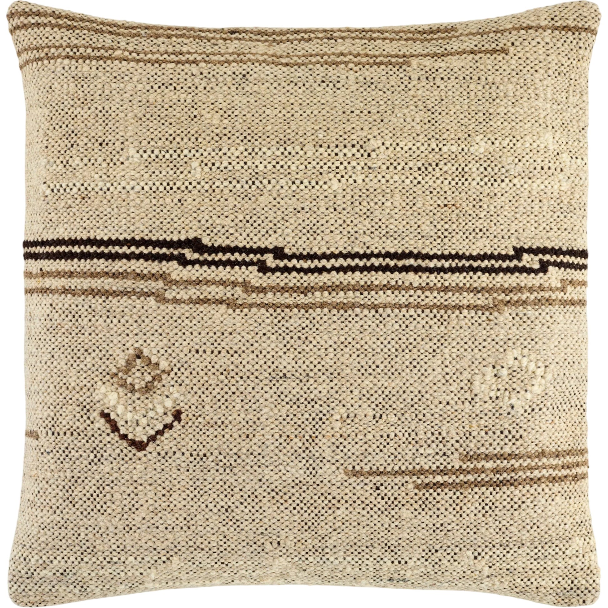 Solea Accent Pillow by Becki Owens x Livabliss in beige, taupe, espresso, cream, chestnut. Made from cotton in a unique style.