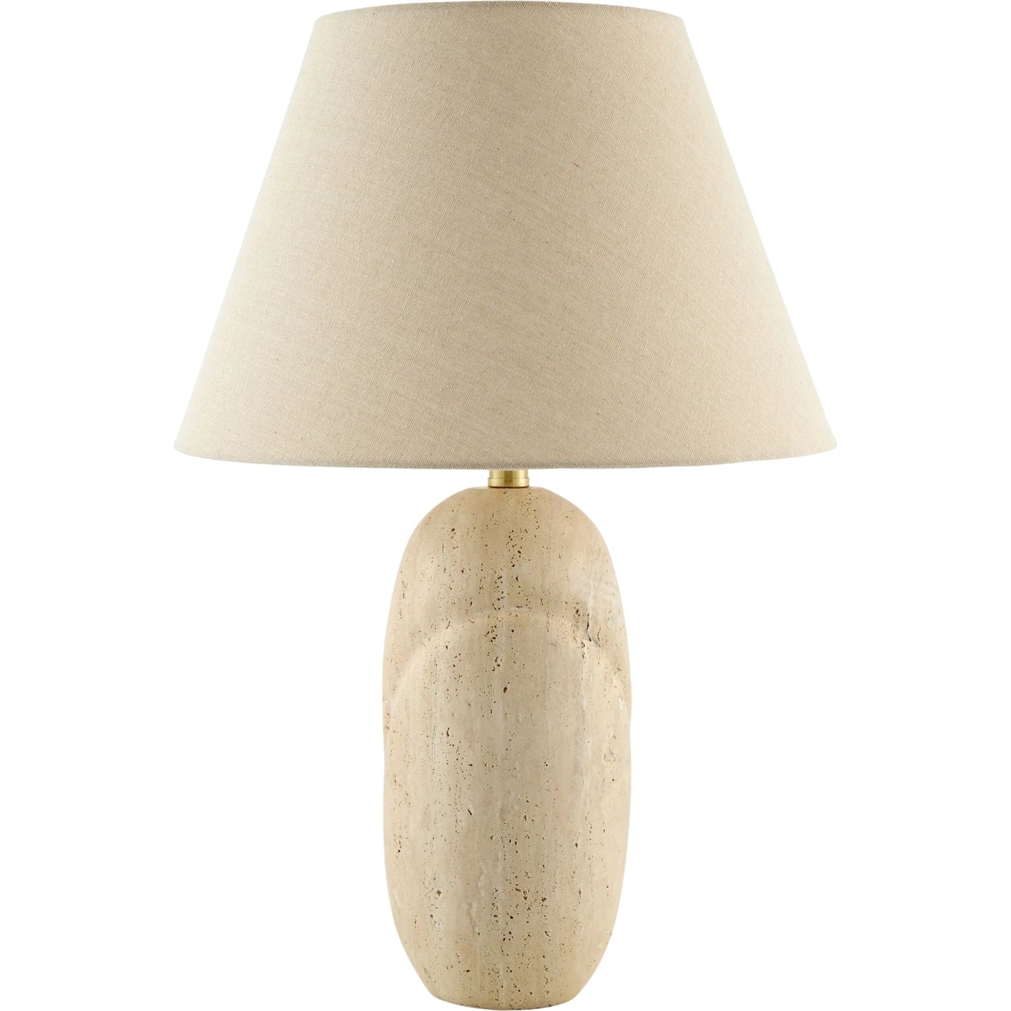 000 SI-2632357 | Primary Silo | Sleta Accent Table Lamp by Becki Owens x Livabliss in metallic gold, brown, white, translucent and natural painted. Made from travertine, linen, polyester, iron in a unique style.