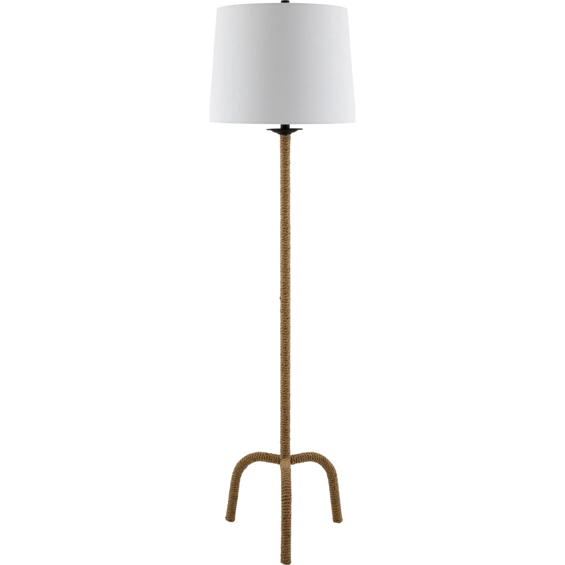 Seraya Accent Floor Lamp by Becki Owens x Livabliss in brown, metallic gold, translucent, white, black, cream and natural painted. Made from iron, hemp, linen in a unique style.