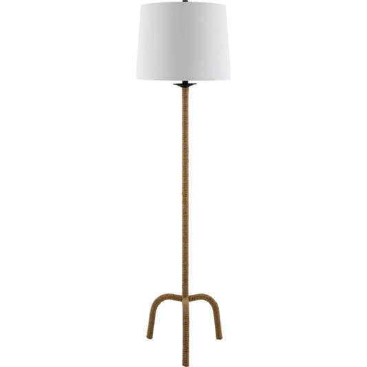 001 SI-2530618 | Primary Silo | Seraya Accent Floor Lamp by Becki Owens x Livabliss in brown, metallic gold, translucent, white, black, cream and natural painted. Made from iron, hemp, linen in a unique style.