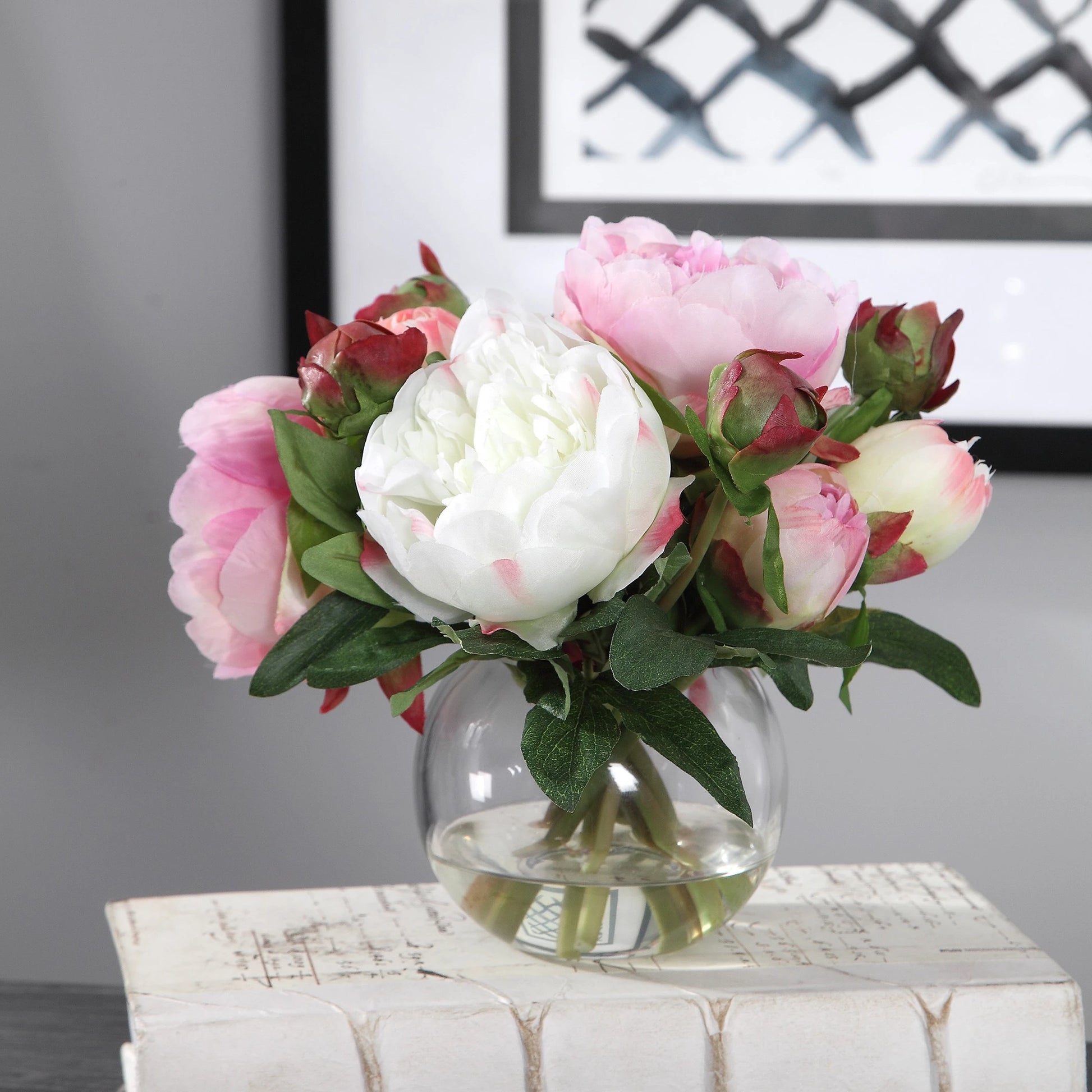 Blaire Peony Bouquet by Uttermost. Made from polyester, plastic, iron, glass in a modern style.