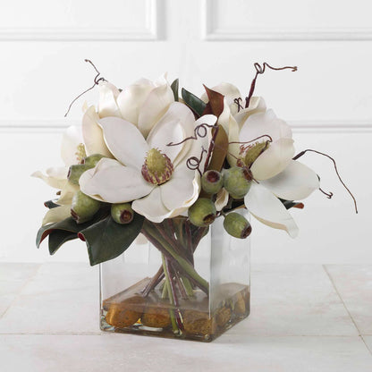 Dobbins Magnolia Bouquet by Uttermost. Made from polyfoam, plastic, stone, iron, glass in a modern style.