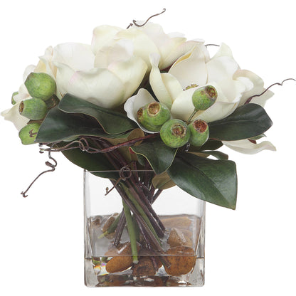 Dobbins Magnolia Bouquet by Uttermost. Made from polyfoam, plastic, stone, iron, glass in a modern style.