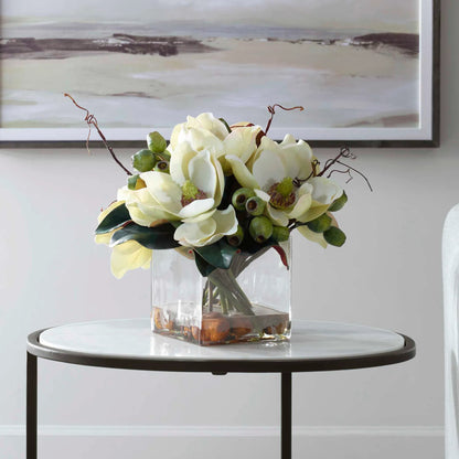 Dobbins Magnolia Bouquet by Uttermost. Made from polyfoam, plastic, stone, iron, glass in a modern style.