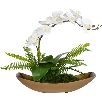 Transcend Orchid Centerpiece by Uttermost in brass. Made from poly silk, latex, aluminum, foam in a modern style.
