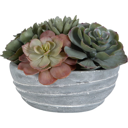 Peoria Succulent Accent by Uttermost in green. Made from plastic, cement, iron, glue in a modern style.