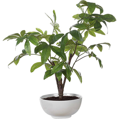 Pachira Money Tree by Uttermost in green. Made from polyester, plastic, polyfoam, ceramic in a transitional style.