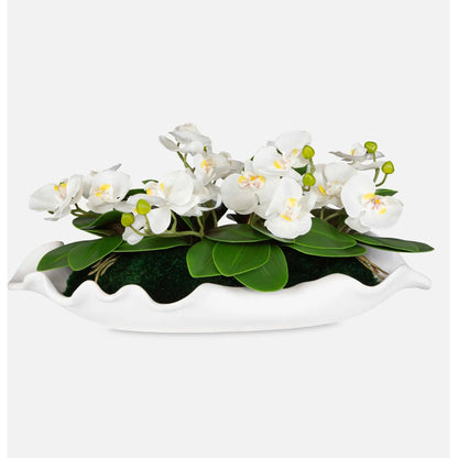 Opulence Orchid Centerpiece with Bowl by Uttermost in white. Made from ceramic, fabric, latex, foam, wire in a transitional style.