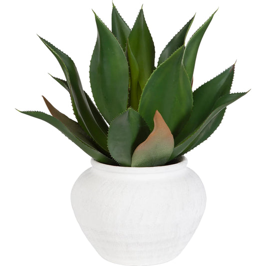 Tierra Agave Centerpiece with Vase by Uttermost in white. Made from latex, ceramic, foam, natural moss in a unique style.