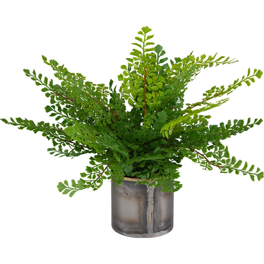 Maidenhair Fern in Oxidized Container by Uttermost in gold. Made from fabric, metal, foam, natural moss, wire in a unique style.