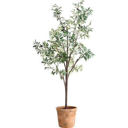 Olea Potted Olive Tree by Uttermost in terracotta. Made from polyester, plastic, glue in a rustic style.