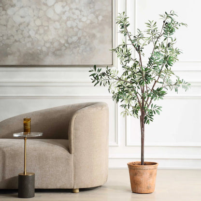 Olea Potted Olive Tree by Uttermost in terracotta. Made from polyester, plastic, glue in a rustic style.