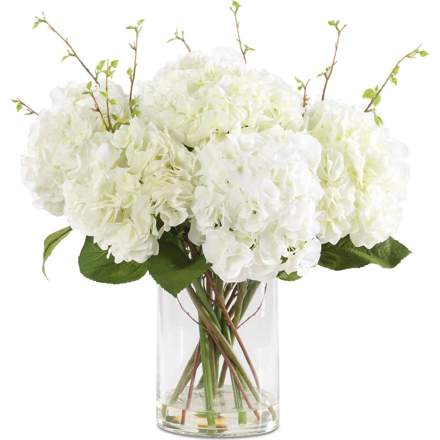 001 SI-2386885 | Primary Silo | Anastasia Hydrangea Centerpiece by Uttermost in white. Made from polyester, plastic, glass in a transitional style.