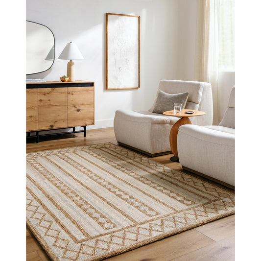 Bournemouth Rug - 531032 by Livabliss in ash, prairie dust, khaki, pearl. Made from wool in a unique style.
