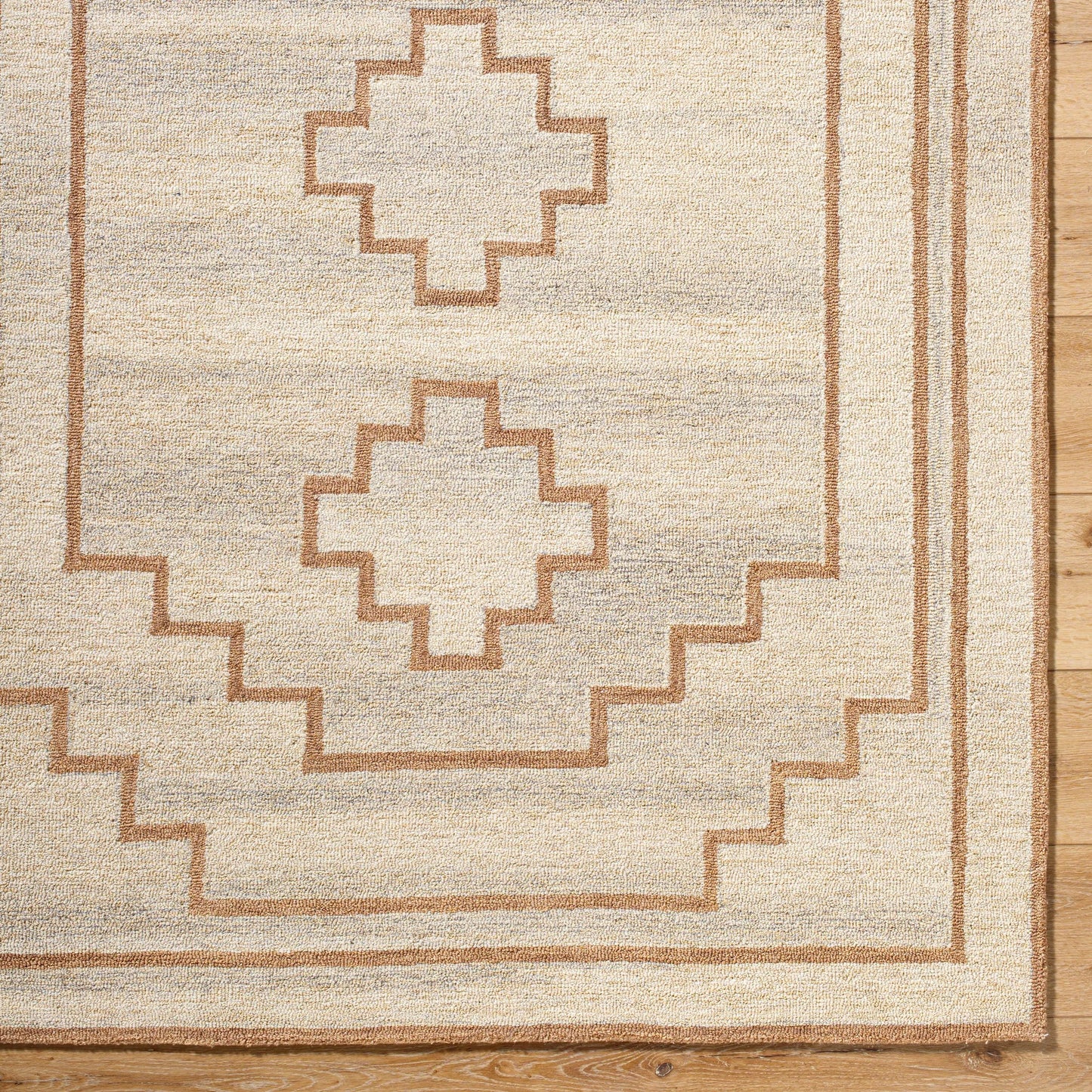 006 SI-2168069,SI-2168070,SI-2168071 | Closeup | Bournemouth Rug - 531056 by Livabliss in ash, prairie dust, khaki, pearl. Made from wool in a unique style.