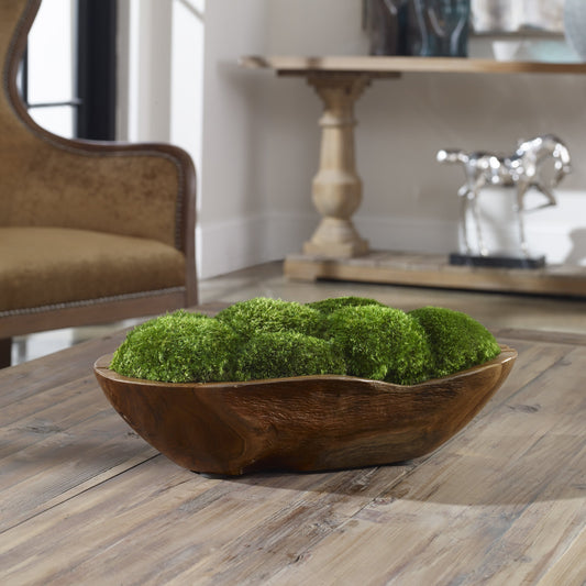Kinsale Centerpiece by Uttermost. Made from teak, preserved moss, foam in a modern style.