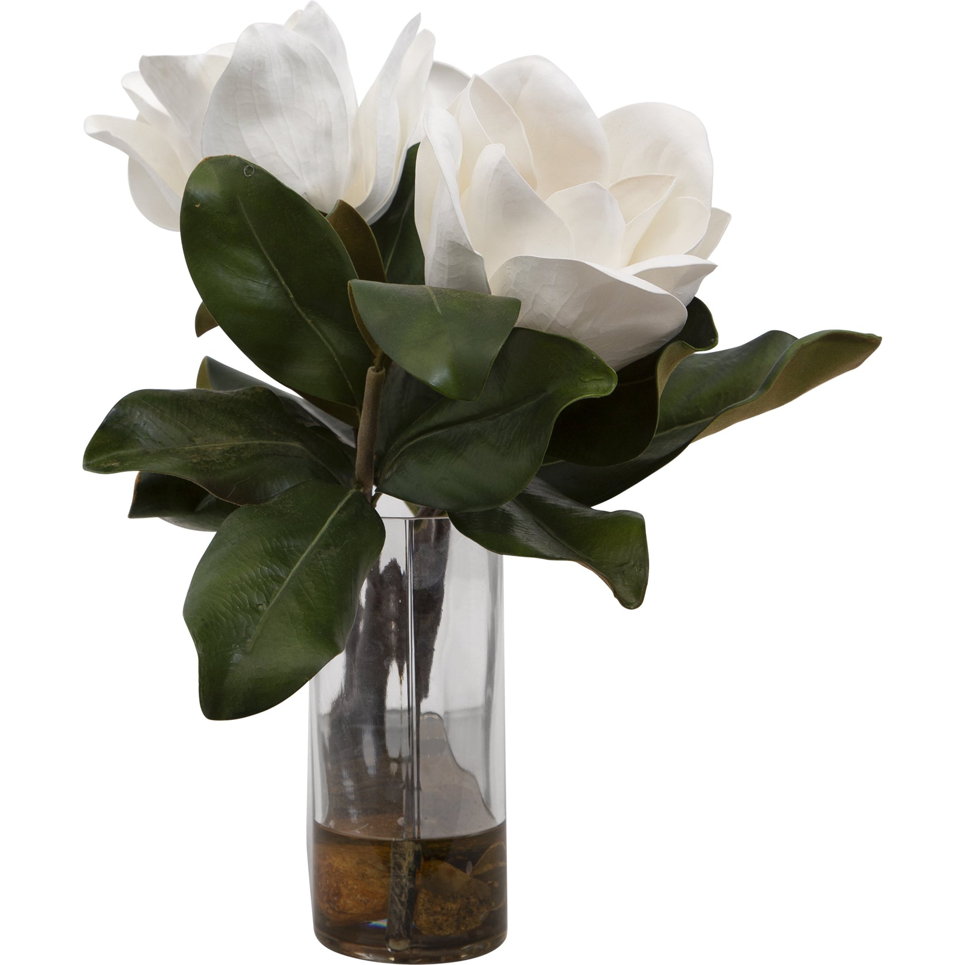 Middleton Magnolia Centerpiece by Uttermost in white. Made from polyfoam, plastic, stone, iron, glass in a transitional style.