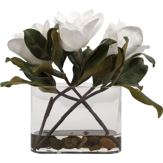 Middleton Magnolia Centerpiece by Uttermost in white. Made from polyfoam, plastic, stone, iron, glass in a transitional style.