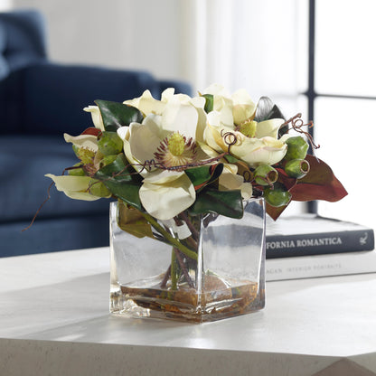 Dobbins Magnolia Bouquet by Uttermost. Made from polyfoam, plastic, stone, iron, glass in a modern style.