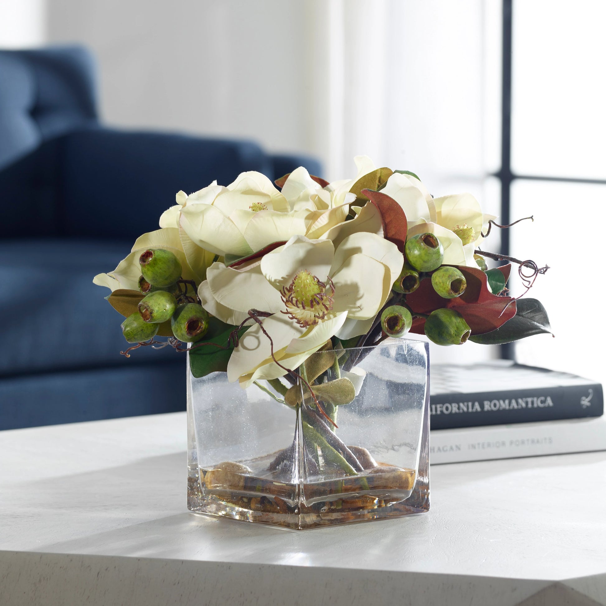 Dobbins Magnolia Bouquet by Uttermost. Made from polyfoam, plastic, stone, iron, glass in a modern style.