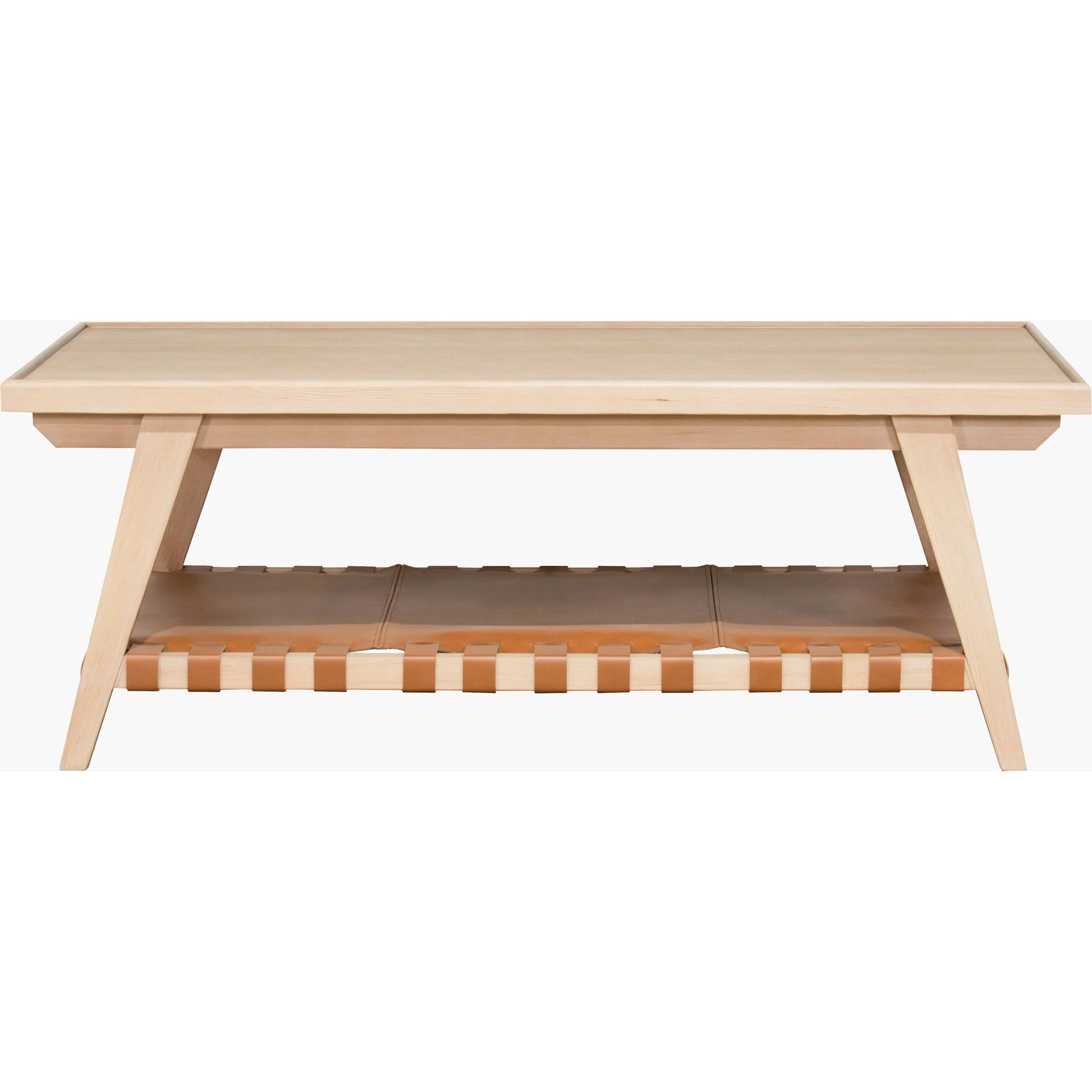 Taft Coffee Table by Becki Owens x Surya in beige, brown. Made from hemlock, leather wrapped in a unique style.