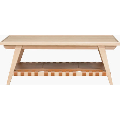 Taft Coffee Table by Becki Owens x Surya in beige, brown. Made from hemlock, leather wrapped in a unique style.