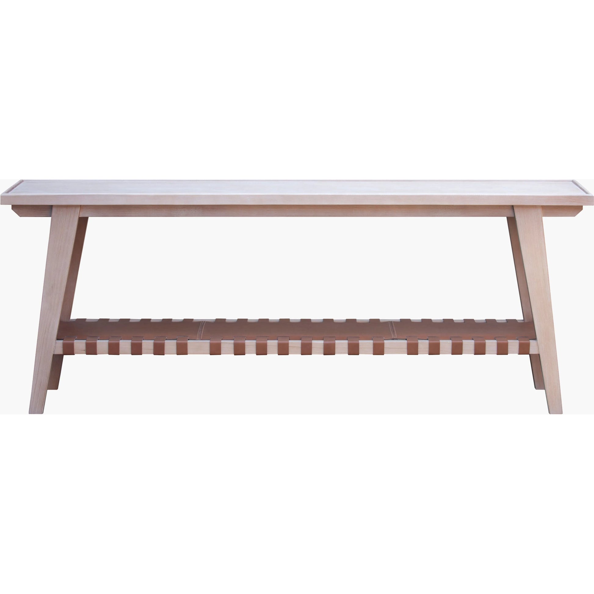 Taft Console Table by Becki Owens x Surya in beige, brown. Made from hemlock, leather wrapped in a unique style.