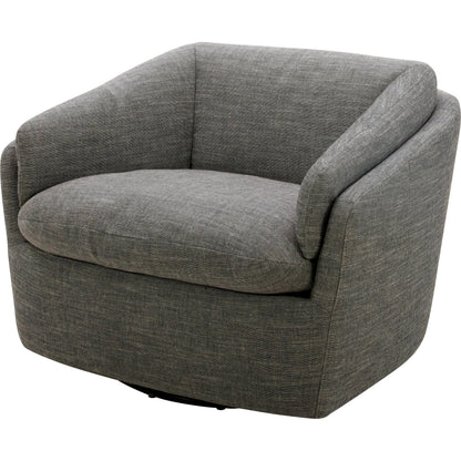 Torrey Swivel Chair by Becki Owens x Surya in gray. Made from linen, polyester, plywood, foam, duck feathers in a transitional style.