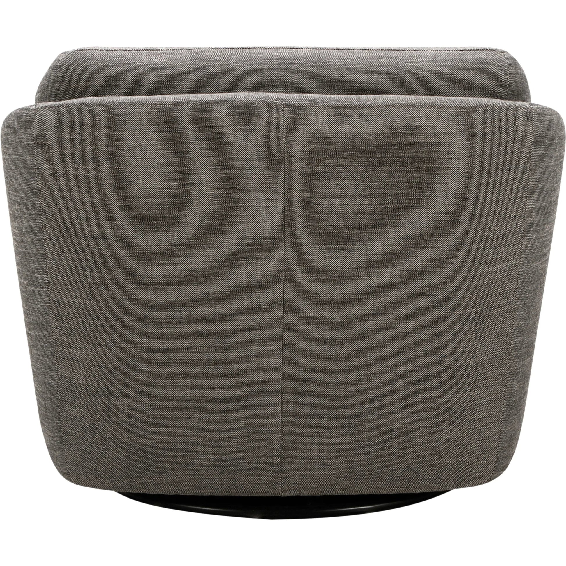 Torrey Swivel Chair by Becki Owens x Surya in gray. Made from linen, polyester, plywood, foam, duck feathers in a transitional style.