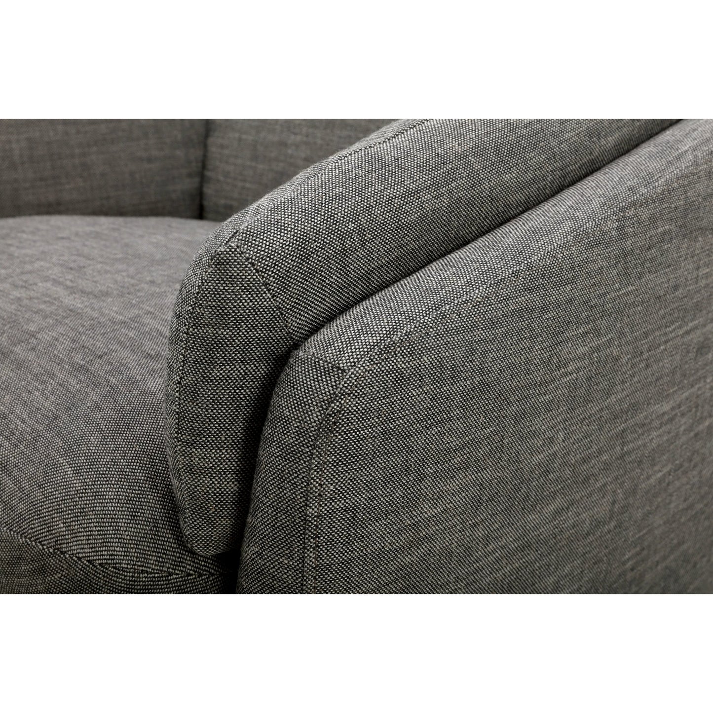 004 SI-2258735 | Closeup | Torrey Swivel Chair by Becki Owens x Surya in gray. Made from linen, polyester, plywood, foam, duck feathers in a transitional style.