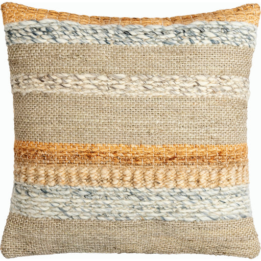 Boundary Pillow - 493471 by Surya in seafoam, light blue, tan, beige. Made from wool, jute, cotton in a modern style.