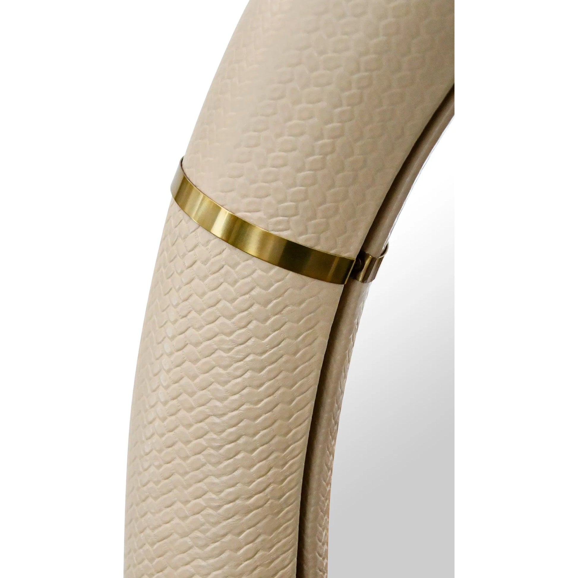 Bowie Arched Faux Leather Mirror by Worlds Away in ivory. Made from unique in a transitional style.