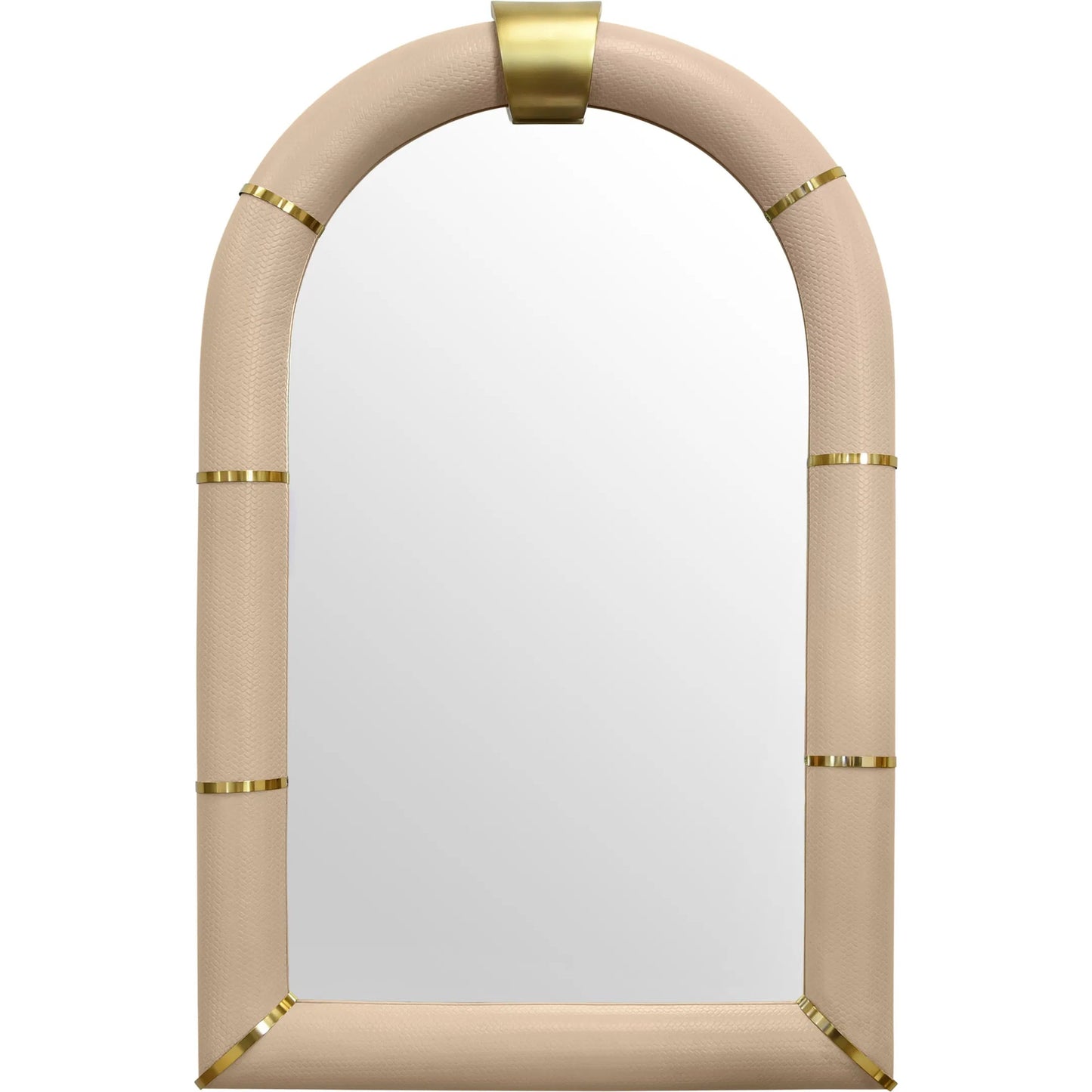 002 SI-2461256 | Additional Silo | Bowie Arched Faux Leather Mirror by Worlds Away in ivory. Made from unique in a transitional style.