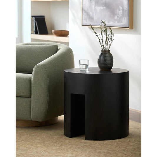 Whittier End Table by Becki Owens x Surya in lacquered. Made from oak veneer in a unique style.