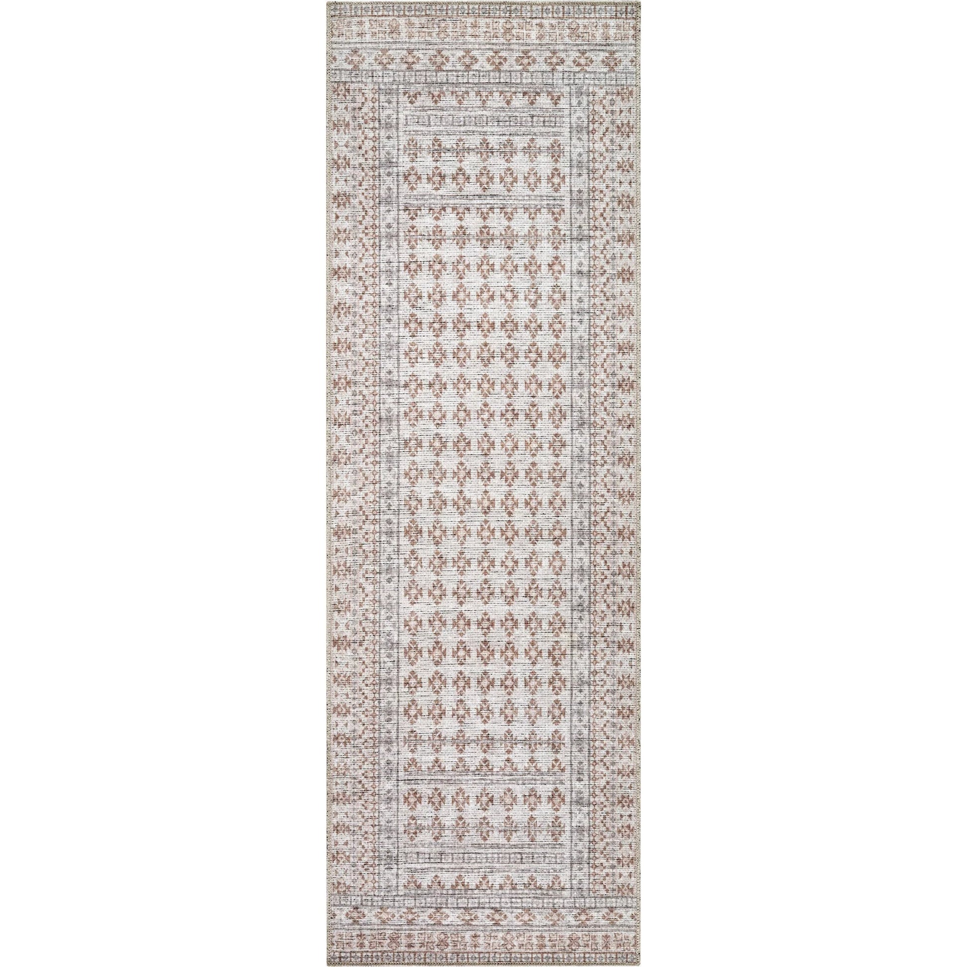 Zafira BOZF-2300 Rug by Becki Owens x Livabliss in rust, ivory, taupe. Made from polyester in a unique style.