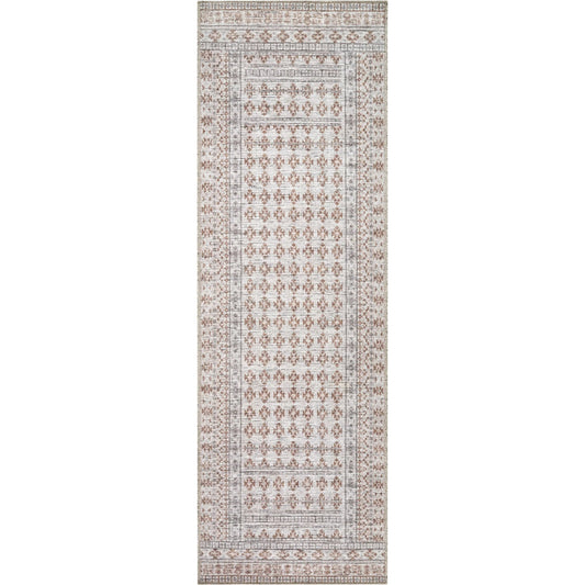 Zafira BOZF-2300 Rug by Becki Owens x Livabliss in rust, ivory, taupe. Made from polyester in a unique style.