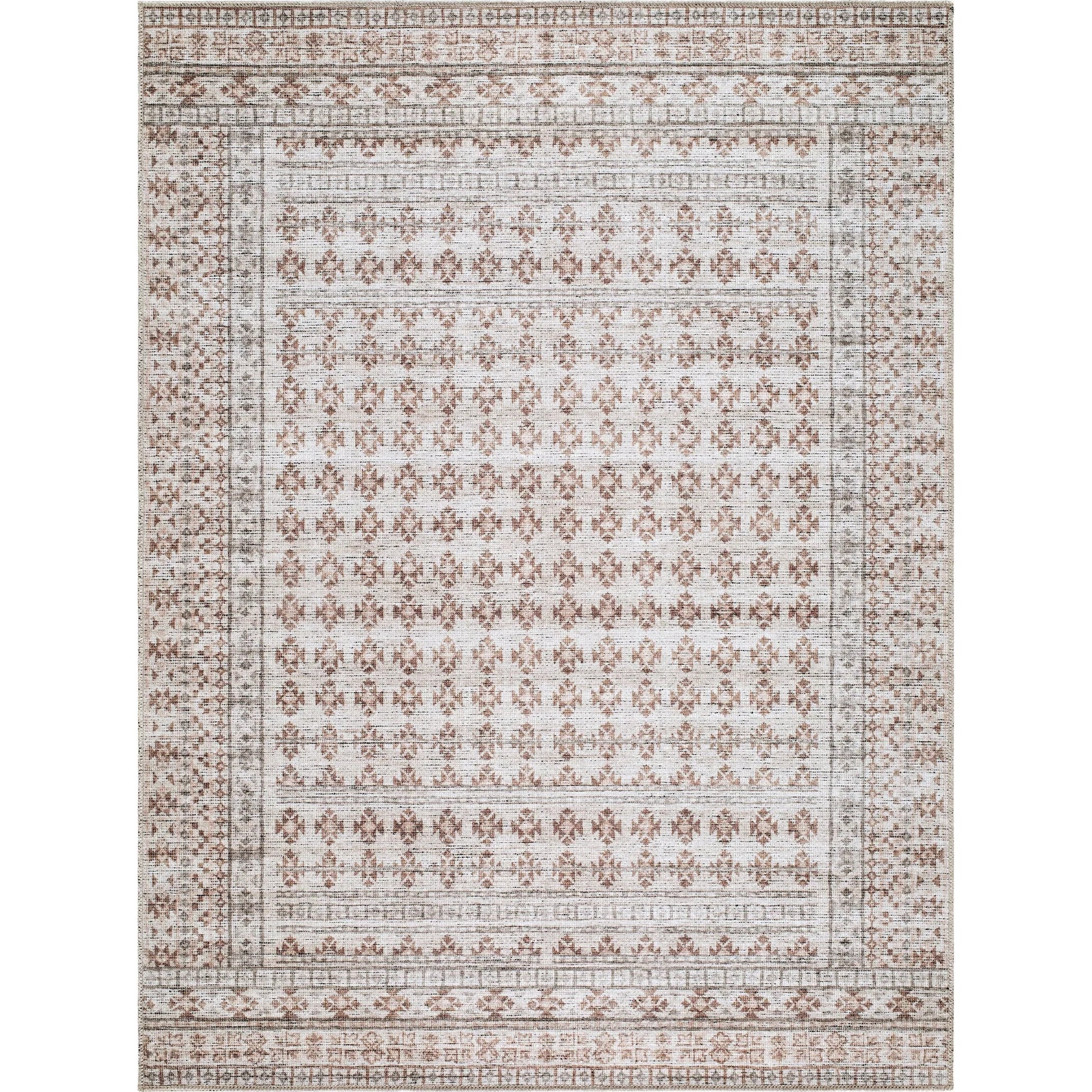 Zafira BOZF-2300 Rug by Becki Owens x Livabliss in rust, ivory, taupe. Made from polyester in a unique style.