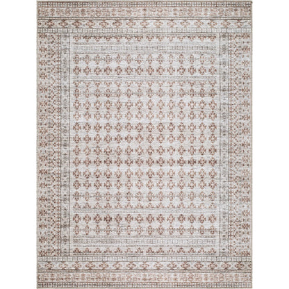 Zafira BOZF-2300 Rug by Becki Owens x Livabliss in rust, ivory, taupe. Made from polyester in a unique style.