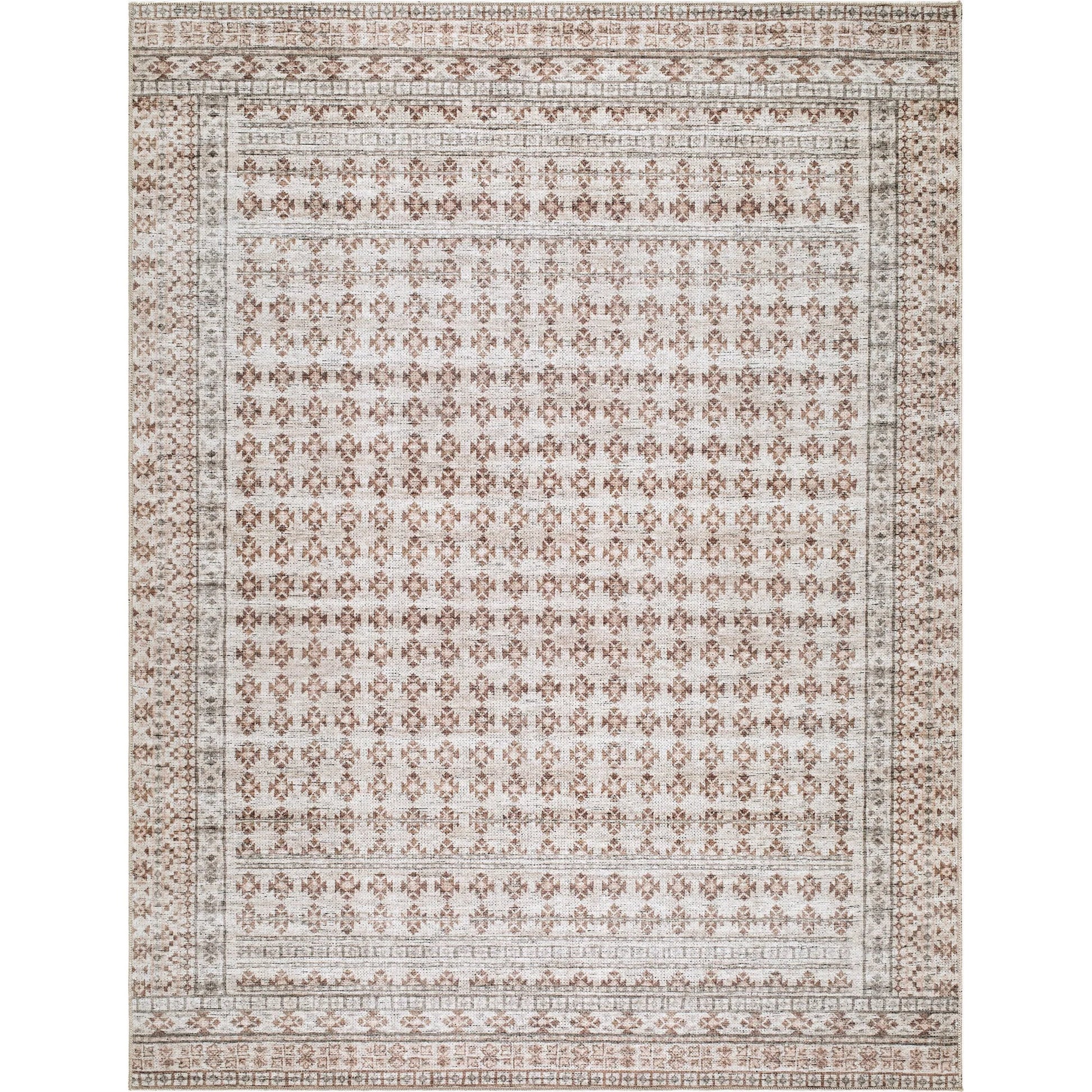 Zafira BOZF-2300 Rug by Becki Owens x Livabliss in rust, ivory, taupe. Made from polyester in a unique style.