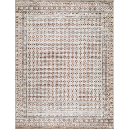 Zafira BOZF-2300 Rug by Becki Owens x Livabliss in rust, ivory, taupe. Made from polyester in a unique style.