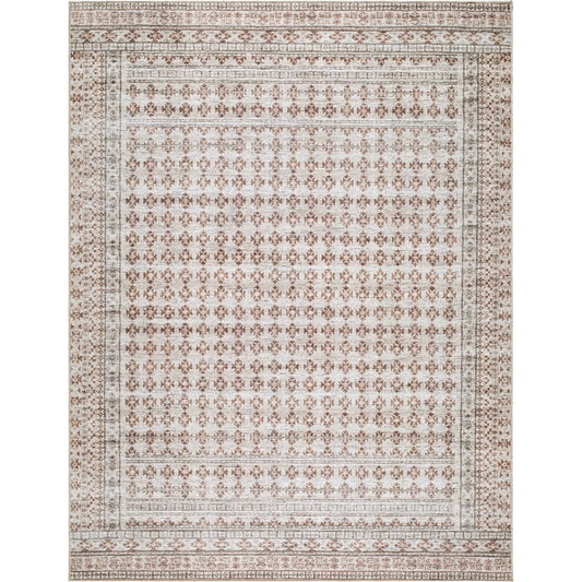 Zafira BOZF-2300 Rug by Becki Owens x Livabliss in rust, ivory, taupe. Made from polyester in a unique style.