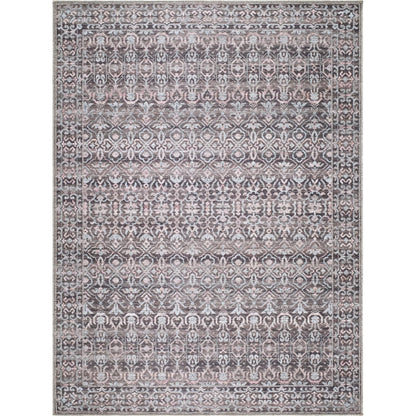 Zafira BOZF-2301 Rug by Becki Owens x Livabliss in slate gray, dusty rose, ivory, charcoal, soft taupe. Made from polyester in a unique style.