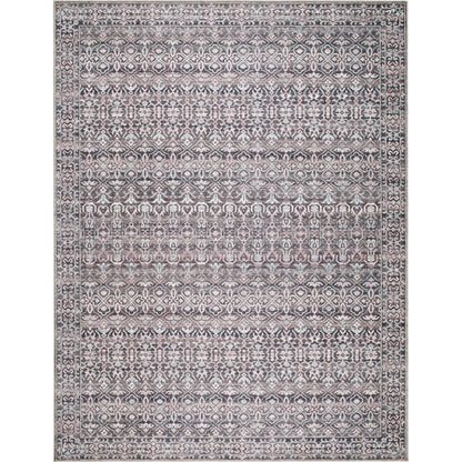 Zafira BOZF-2301 Rug by Becki Owens x Livabliss in slate gray, dusty rose, ivory, charcoal, soft taupe. Made from polyester in a unique style.