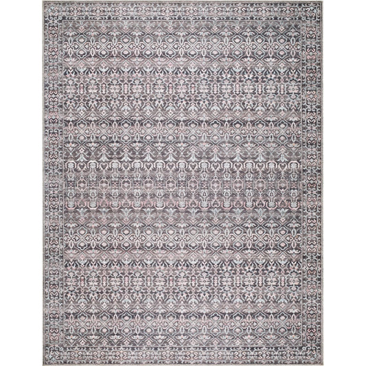 Zafira BOZF-2301 Rug by Becki Owens x Livabliss in slate gray, dusty rose, ivory, charcoal, soft taupe. Made from polyester in a unique style.