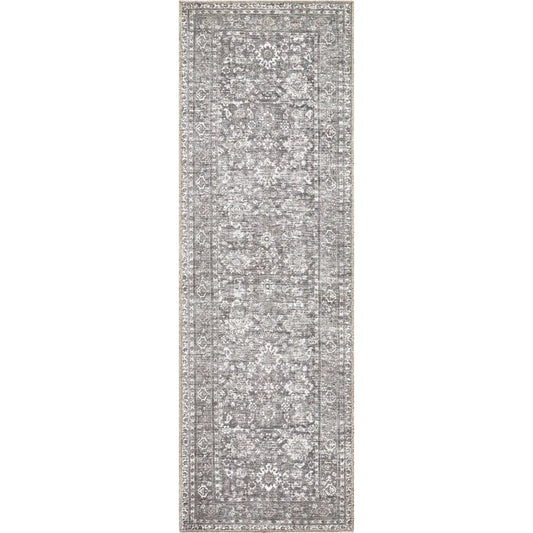 Zafira BOZF-2303 Rug by Becki Owens x Livabliss in pewter, ash gray, ivory. Made from polyester in a unique style.