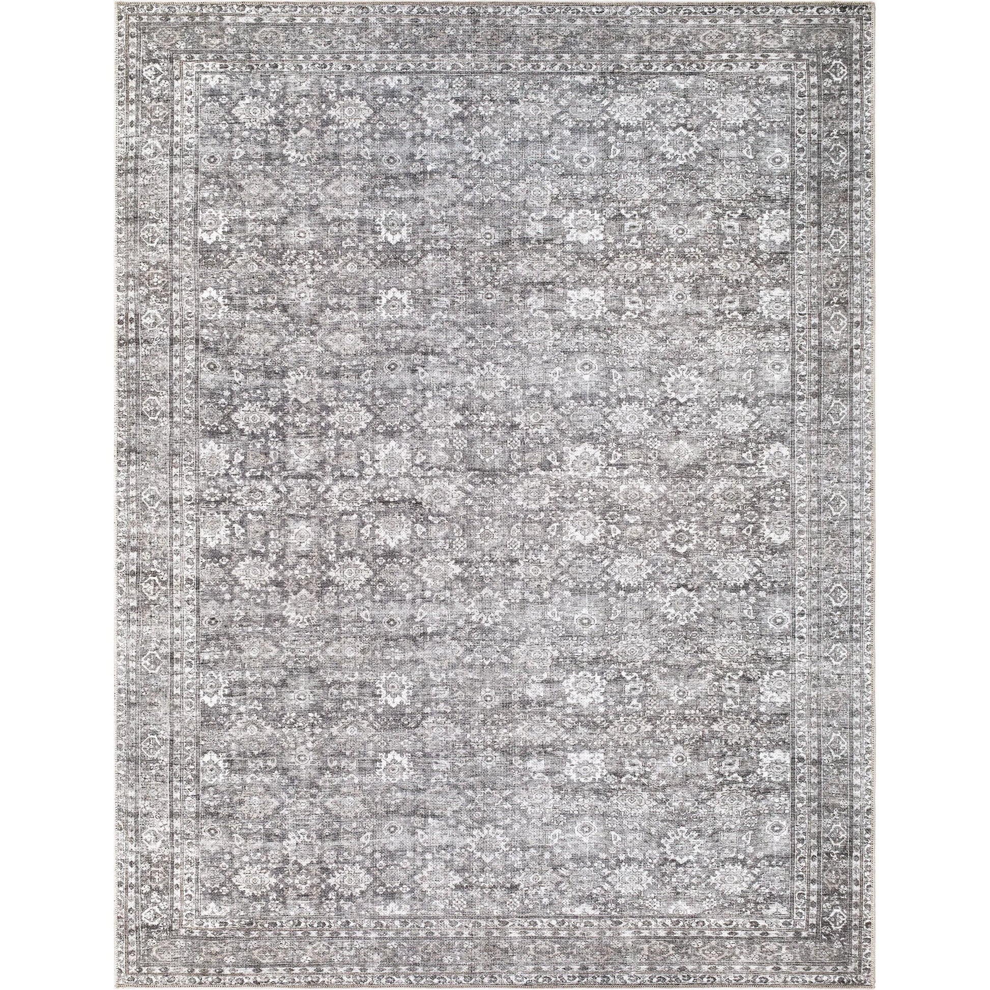 Zafira BOZF-2303 Rug by Becki Owens x Livabliss in pewter, ash gray, ivory. Made from polyester in a unique style.